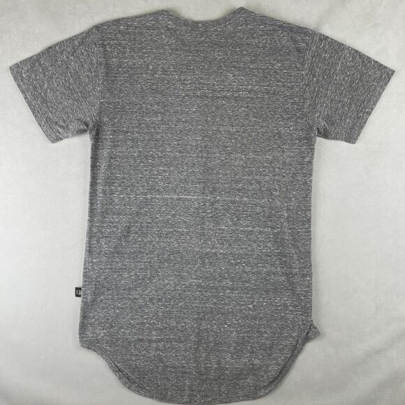 EPTM Shirt Mens M Heather Gray Longline Curved Hem Henley Short Sleeve Made USA - Picture 2 of 6
